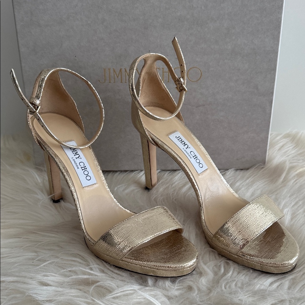Jimmy Choo Metallic Gold Heels